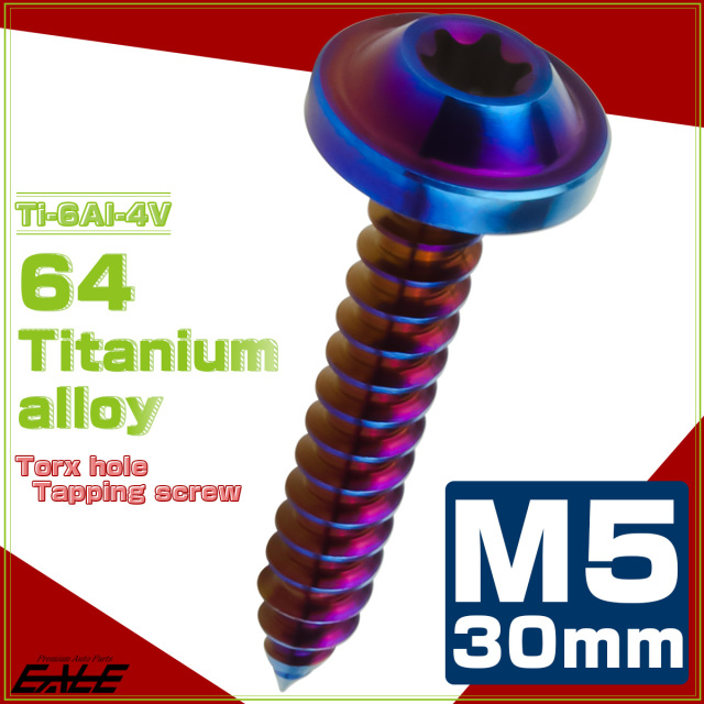 タッピングネジ M5×30mm チタン トルクス穴 フランジ付き ビス ダークカラー 焼きチタンカラー JA1286 【メール便可】