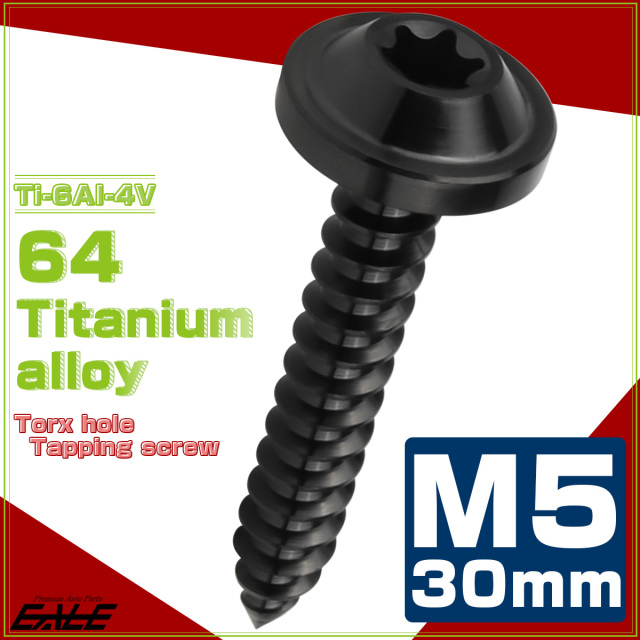 タッピングネジ M5×30mm チタン トルクス穴 フランジ付き ビス ブラック JA1287 【メール便可】