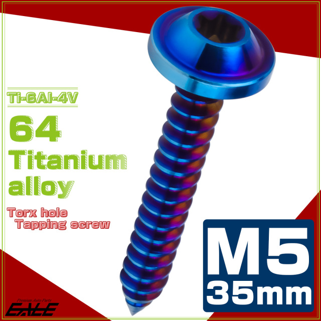 タッピングネジ M5×35mm チタン トルクス穴 フランジ付き ビス ダークカラー 焼きチタンカラー JA1293 【メール便可】