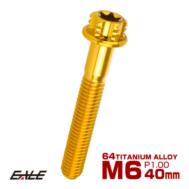 64チタン M6×40mm P1.00 デザイン六角ボルト T型トルクス穴 フランジ