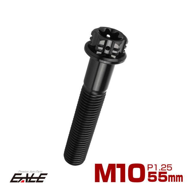 64チタン M10×55mm P1.25 フランジ付き六角ボルト トルクス穴 デザイン