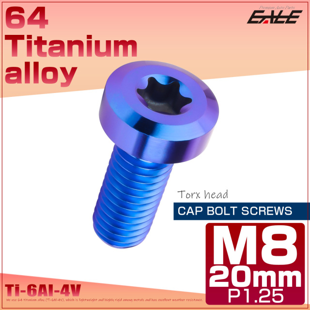 チタンボルト M8×20mm P1.25 トルクス穴 キャップボルト