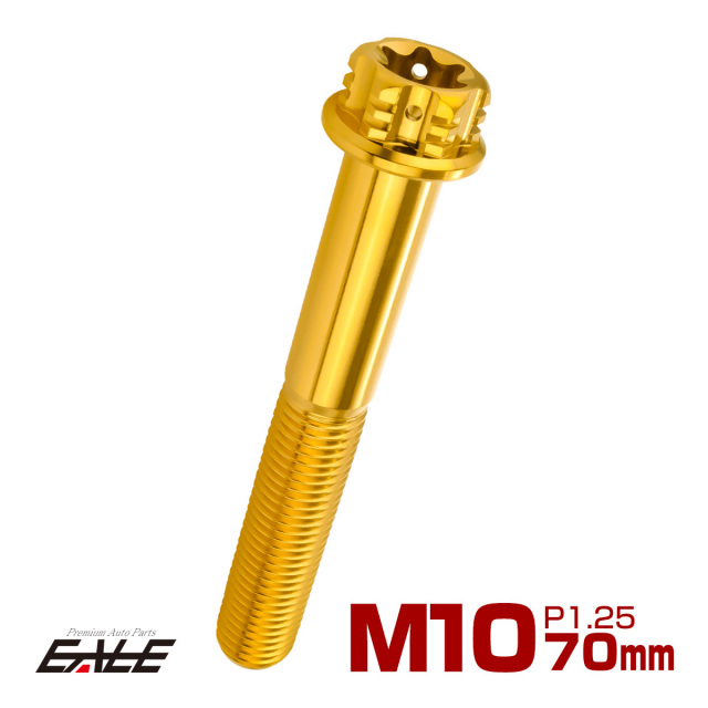 64チタン M10×70mm P1.25 フランジ付き六角ボルト トルクス穴 デザイン