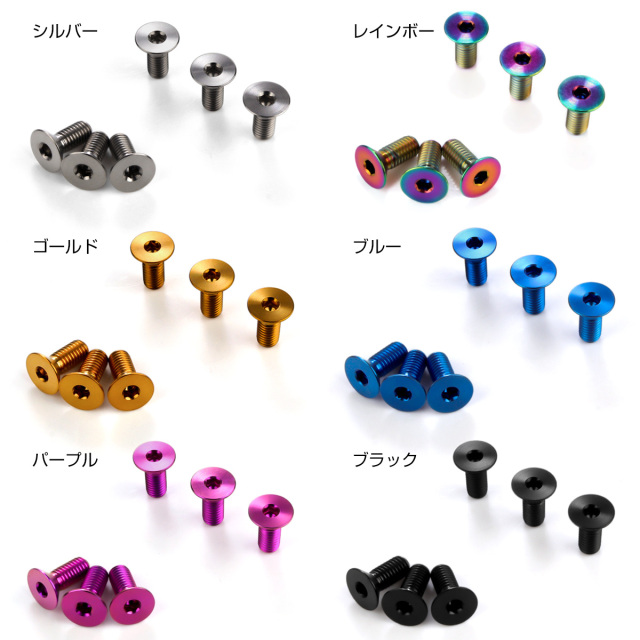 チタン ステアリングボルト M5 P0.8 6本セット 六角穴 ハンドルボルト