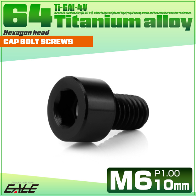 チタンボルト M6×10mm P1.0 キャップボルト キャップスクリュー 六角穴
