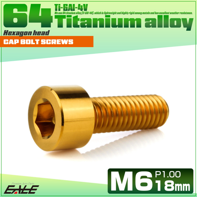 チタンボルト M6×18mm P1.0 キャップボルト キャップスクリュー 六角穴