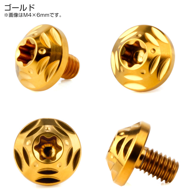 チタンボルト M4×6mm P0.7 ボタンボルト フランジ付き トルクス穴