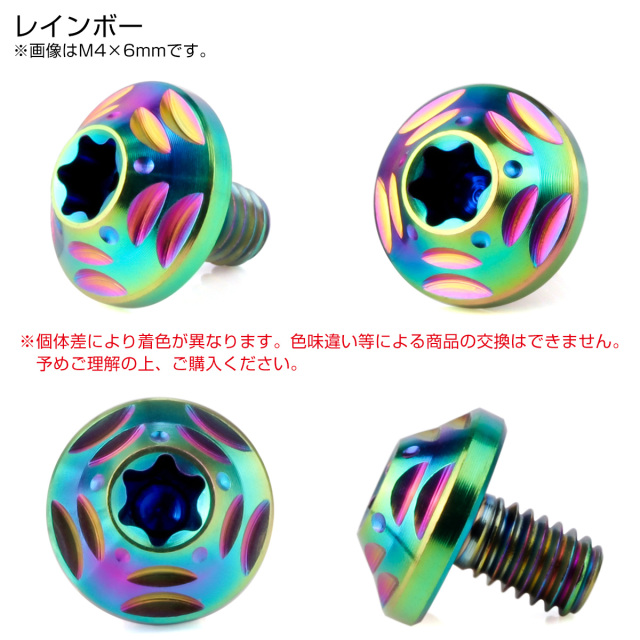 チタンボルト M4×6mm P0.7 ボタンボルト フランジ付き トルクス穴