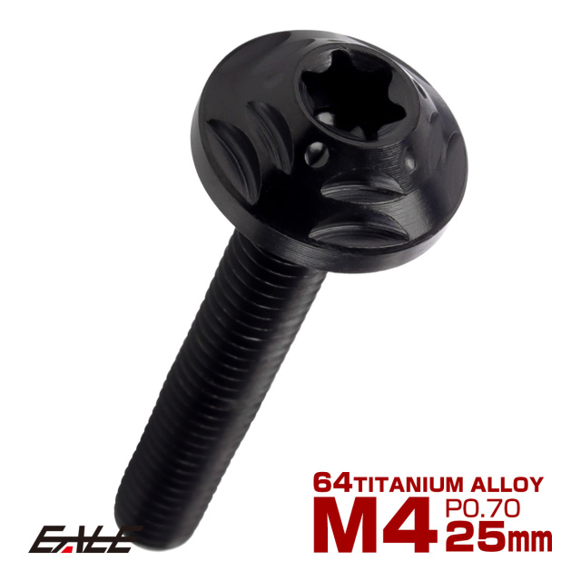 チタンボルト M4×25mm P0.7 ボタンボルト フランジ付き トルクス穴