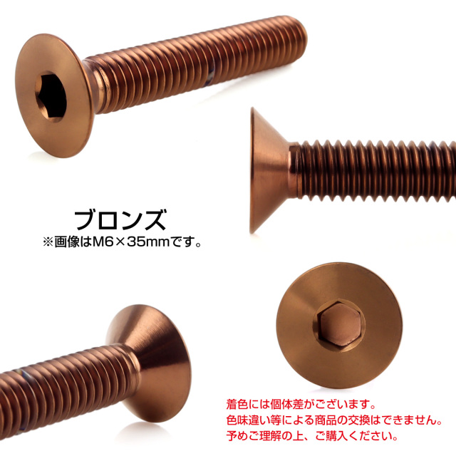 チタンボルト M3×20mm P0.5 皿ボルト 六角穴 皿キャップボルト