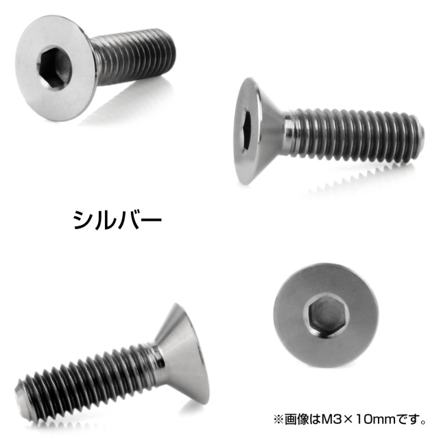 チタンボルト M3×8mm P0.5 皿ボルト 六角穴 皿キャップボルト シルバー