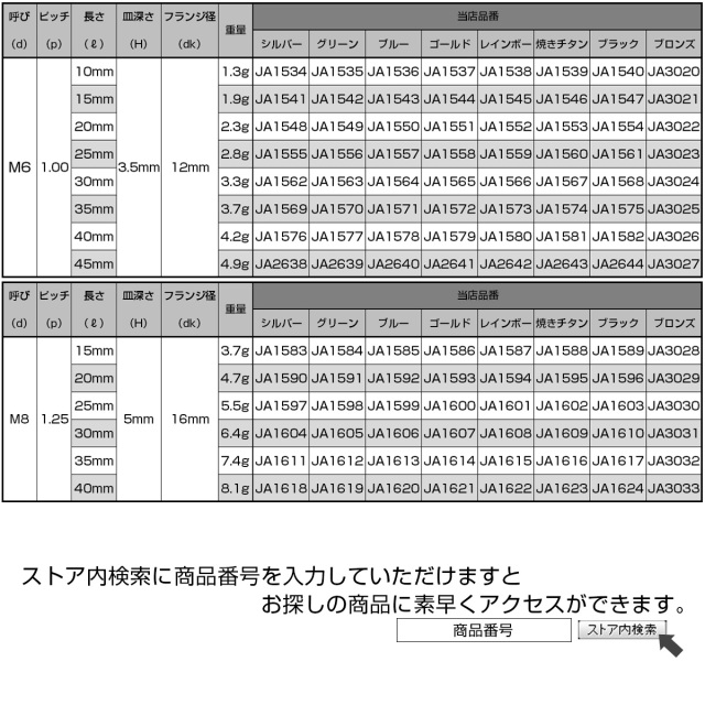 チタンボルト M6×35mm P1.0 皿ボルト 六角穴 皿キャップボルト