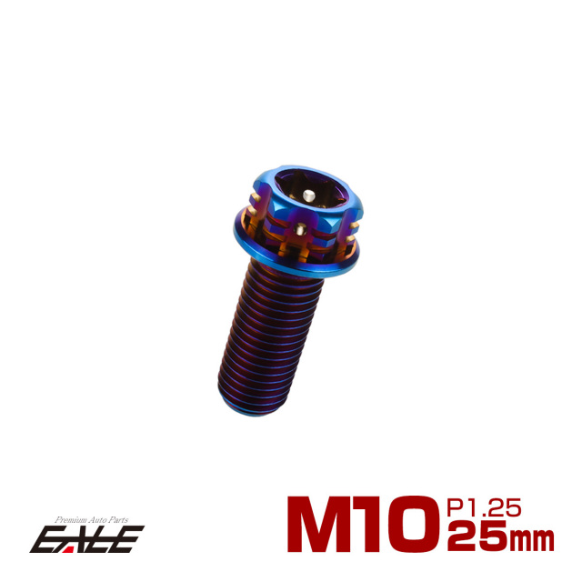 64チタン M10×25mm P1.25 フランジ付き六角ボルト トルクス穴 デザイン