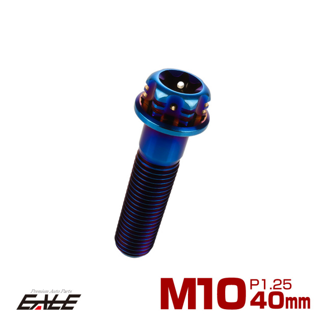 64チタン M10×40mm P1.25 フランジ付き六角ボルト トルクス穴 デザイン