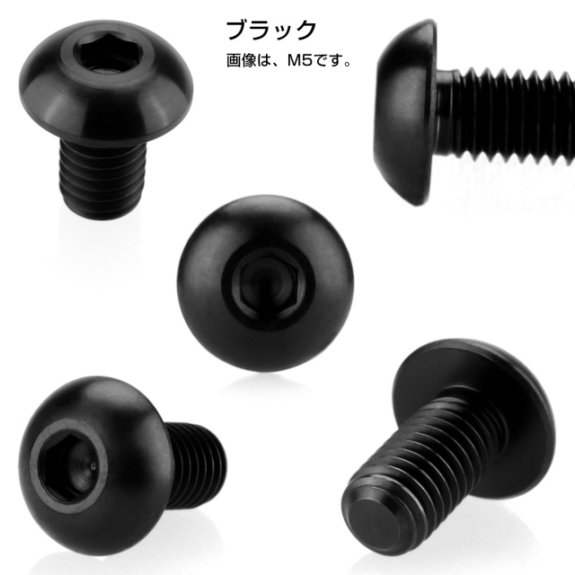 チタンボルト M5×20mm P0.8 ボタンボルト 六角穴 ブラック JA1379