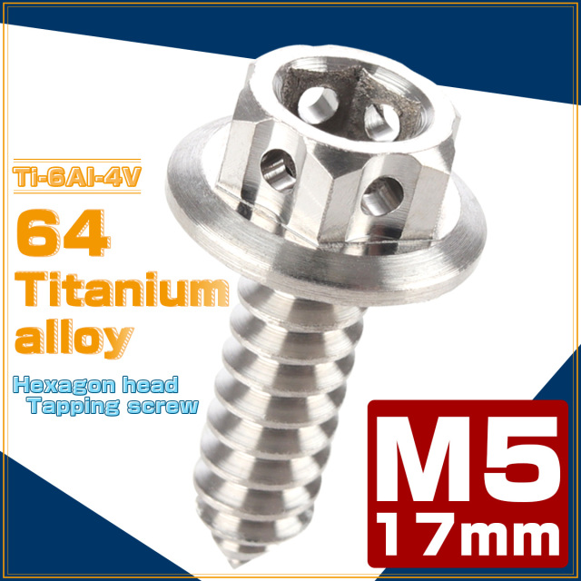 訳あり商品 64チタン製 M5×17mm 六角頭 フランジ付 タッピングネジ スーツ・フォーマル・ドレス