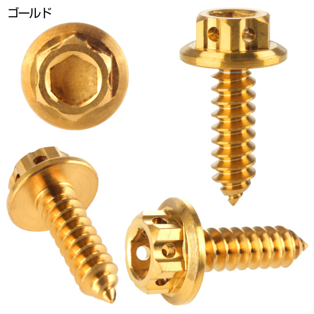 64チタン製 M5×17mm タッピングネジ フランジ付 六角頭 ヘキサゴン