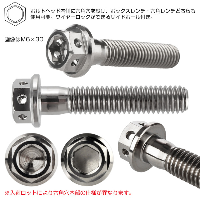 チタンボルト M6×55mm P1.0 六角ボルト フランジ付き 六角穴付きボルト