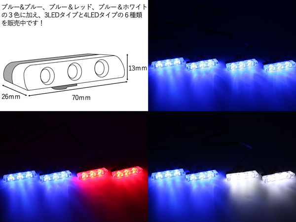 LED ストロボ フラッシュ ライト 3LED×8連 発光パターン変更可