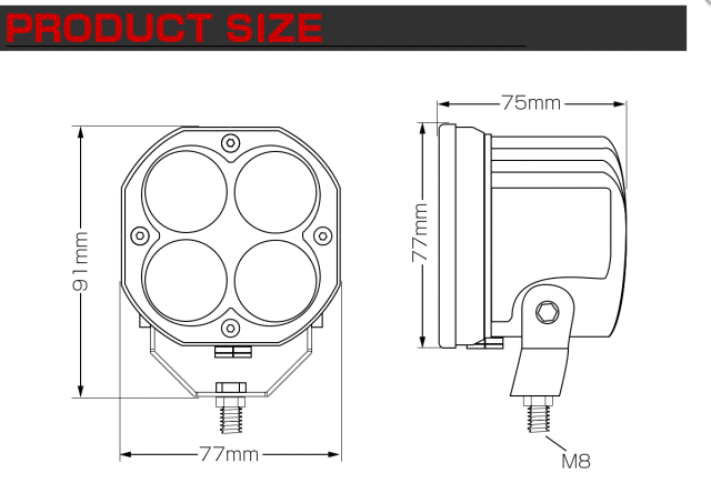 LED 作業灯 40W ワークライト 拡散 防水IP67 オフロード 4WD 12V 24V