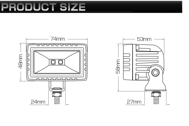 20W LED 作業灯 小型 軽量モデル 60度 広角 アルミダイキャスト