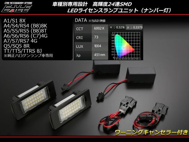 LEDライセンスランプ アウディ A4 S4 B8 8K A5 S5 B8 8T A6 S6 C7 4G
