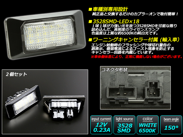 アウディ LED ライセンスランプ A1 S1 8X /A3 S3 8V / A4 S4 B8系 8K