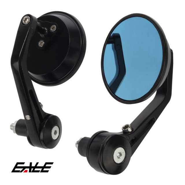 バーエンドミラー ラウンド型 丸形 パイプ内径18mm 凸面鏡 ブルー