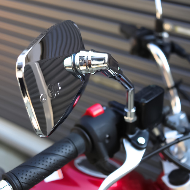 バイク用 角型 メッキ ミラー 汎用品 M10正ネジ 左右セット ショート S-263