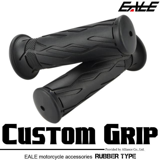 バイク グリップ ラバー 非貫通 純正 タイプ 左右セット 22.2mm ハンドル用 ブラック 汎用 S-586