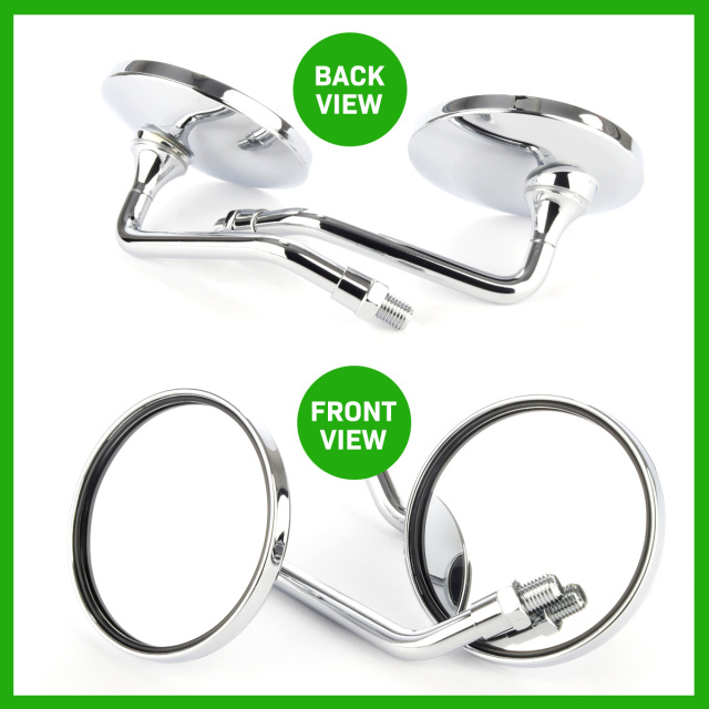 オーバル ラウンドミラー 丸型 クロムメッキ M10正ネジ バイク用 左右