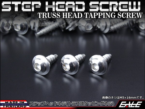 M5×25mm ステップヘッドネジ タッピングネジ ステンレス 削り出し トラス頭 カウルやパネルなどに シルバー TC0035 【メール便可】