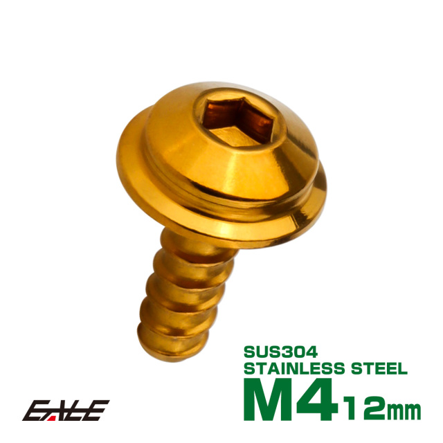 タッピングネジ M4×12mm トラス頭 ステップヘッド ネジ 六角穴