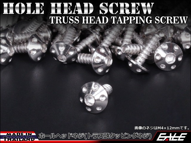 M4×16mm ホールヘッドネジ タッピングネジ ステンレス 削り出し トラス頭 シルバー TC0062 【メール便可】