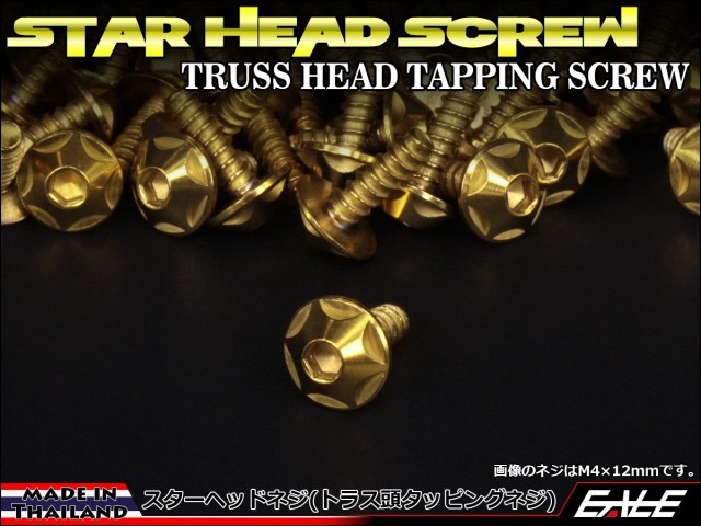 M5×15mm スターヘッドネジ タッピングネジ ステンレス 削り出し トラス頭 ゴールド TC0128 【メール便可】