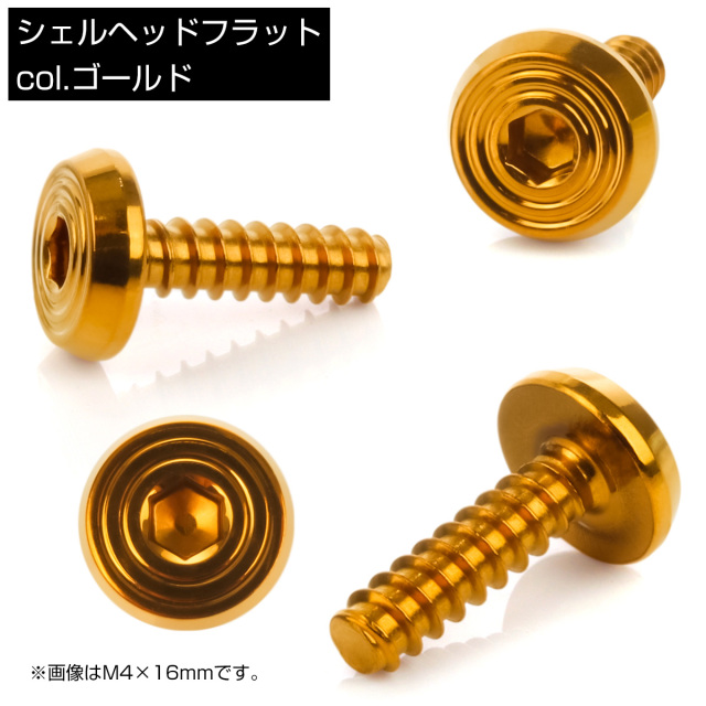 タッピングネジ M4×12mm シェルヘッドフラット 六角穴 フランジ付き