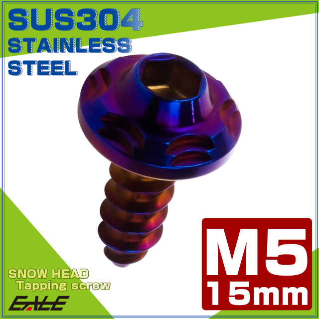 タッピングネジ M5×15mm SUS304 ステンレス スノーヘッド 六角穴 フランジ付き ネジ 焼きチタンカラー TC0193 【メール便可】