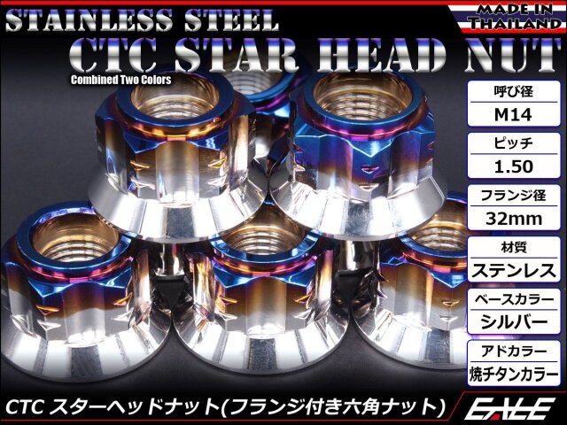 SUSステンレス M14スターヘッドナット P1.50 フランジ付六角ナット