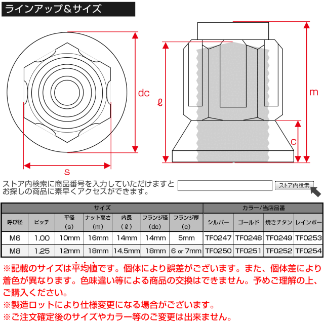 ドームナット M8 P1.25 六角 袋ナット スター シェルヘッド