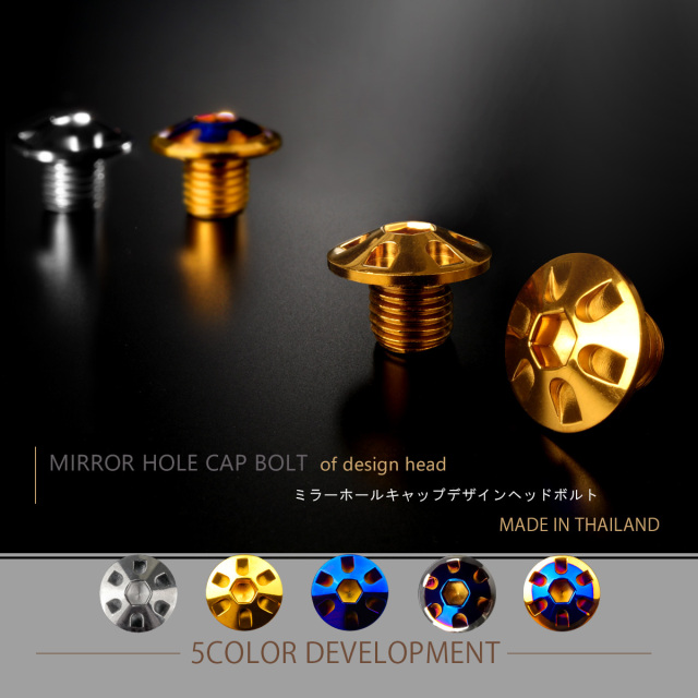 ミラーホールカバー キャップ デザインヘッド 2個セット M10×10mm 正ネジ P1.25 SUS304 ステンレス製 ゴールド TH0125 【メール便可】