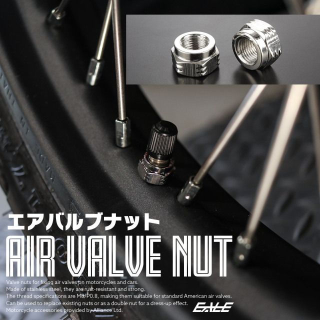 エアバルブ用ナット エアバルブ固定 タイヤエアバルブ ホイールエアバルブ ステンレス製 シルバー 2個セット TH0508 【メール便可】