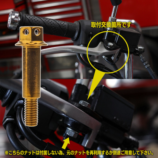 バイクレバー 取付用 ピボットボルト M6 P1.0 ピボット径8mm