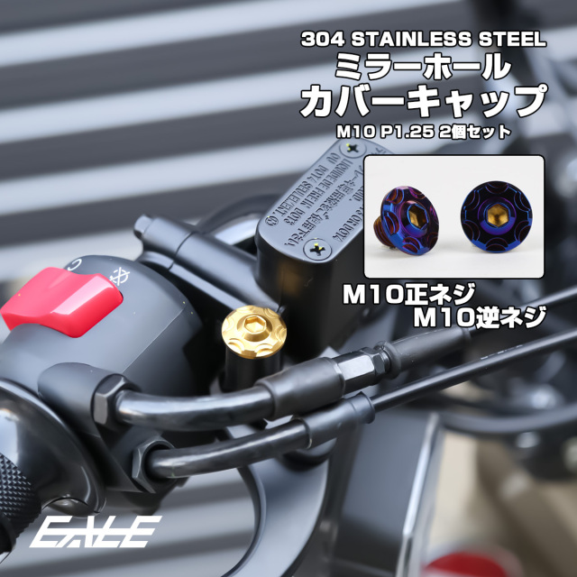 M10 ミラーホール カバーキャップ ボルト スノー 焼きチタン 正ネジ