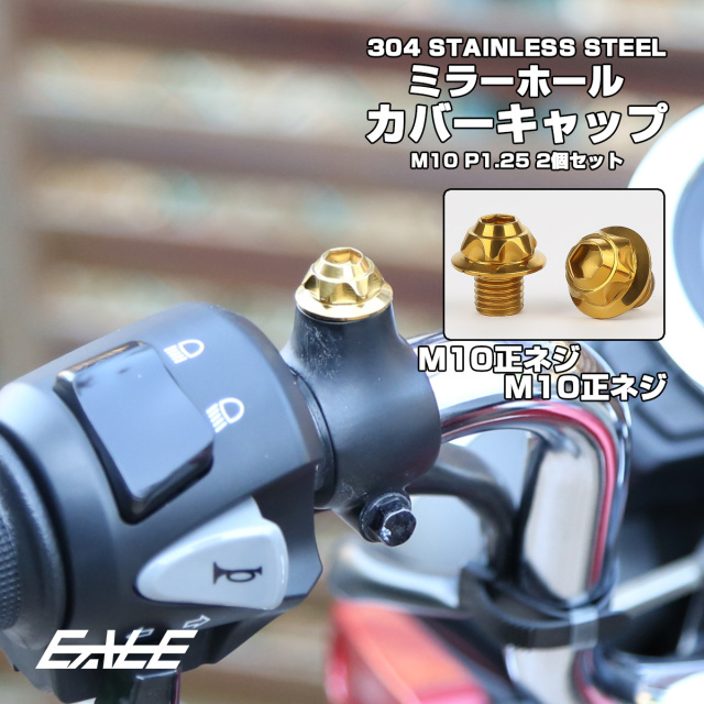 M10 ミラーホール カバーキャップ ボルト ゴールド 正ネジ／正ネジ 2本