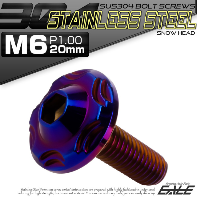 SUS304 フランジ付 ボタンボルト M6×20mm P1.0 六角穴  焼きチタン スノーヘッド ステンレス製 TR0291 【メール便可】