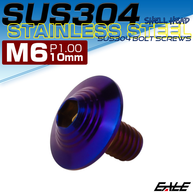 ボタンボルト M6×10mm P1.0 SUS304 ステンレス シェルヘッド 六角穴 フランジ付き ボルト 焼きチタンカラー TR0929 【メール便可】