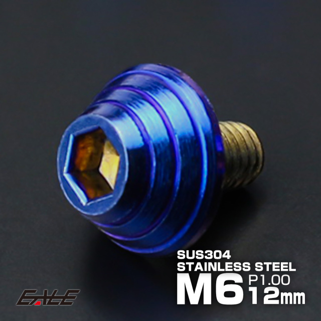 ボタンボルト M6×12mm P1.00 ハイトタイプ シェルヘッドボルト ステンレス削り出し 焼チタンカラー TR9996 【メール便可】