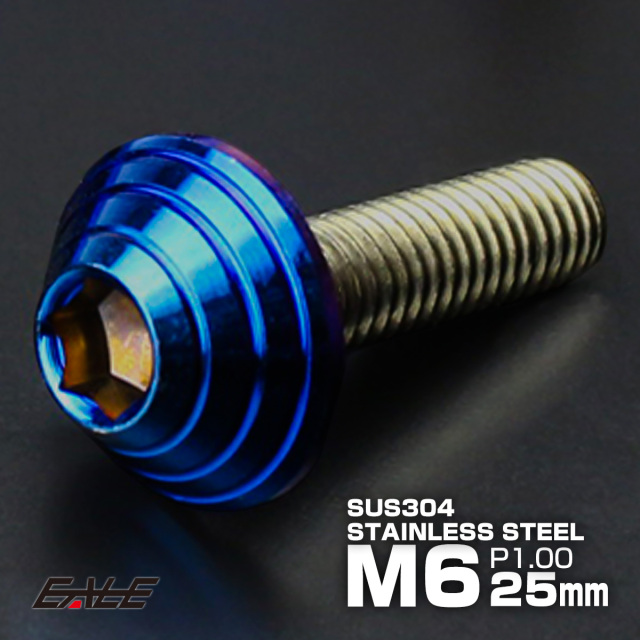 ボタンボルト M6×25mm P1.00 ハイトタイプ シェルヘッドボルト ステンレス削り出し 焼チタンカラー TR9999 【メール便可】