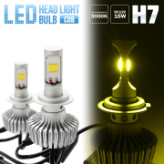 バイク用 COB LED ヘッドライト H7 レモンイエロー発光 3000K 12V LEDバルブ 2個セット H-89