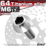 チタンボルト M6×17mm P=1.00 ブレーキディスク ローター ボルト ホンダ車用 シルバー 原色 JA064 【メール便可】